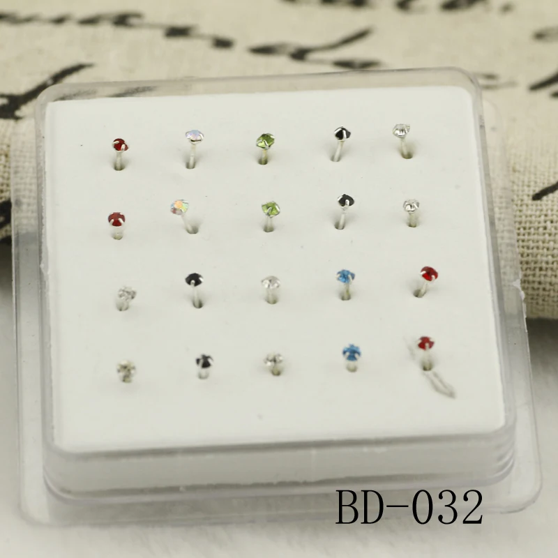 Кольца для носа Круглые из стерлингового серебра 925 пробы 20 шт.|crystal nose stud|nose studnose