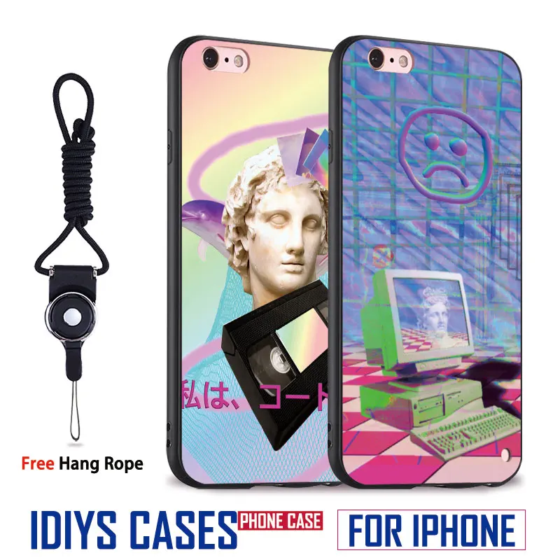 

Vaporwave Abstract With Hang Rope Soft Silicone Mobile Phone Case Cover Shell bag For Apple iPhone 5 SE 5S 6 6S Plus 7 7Plus