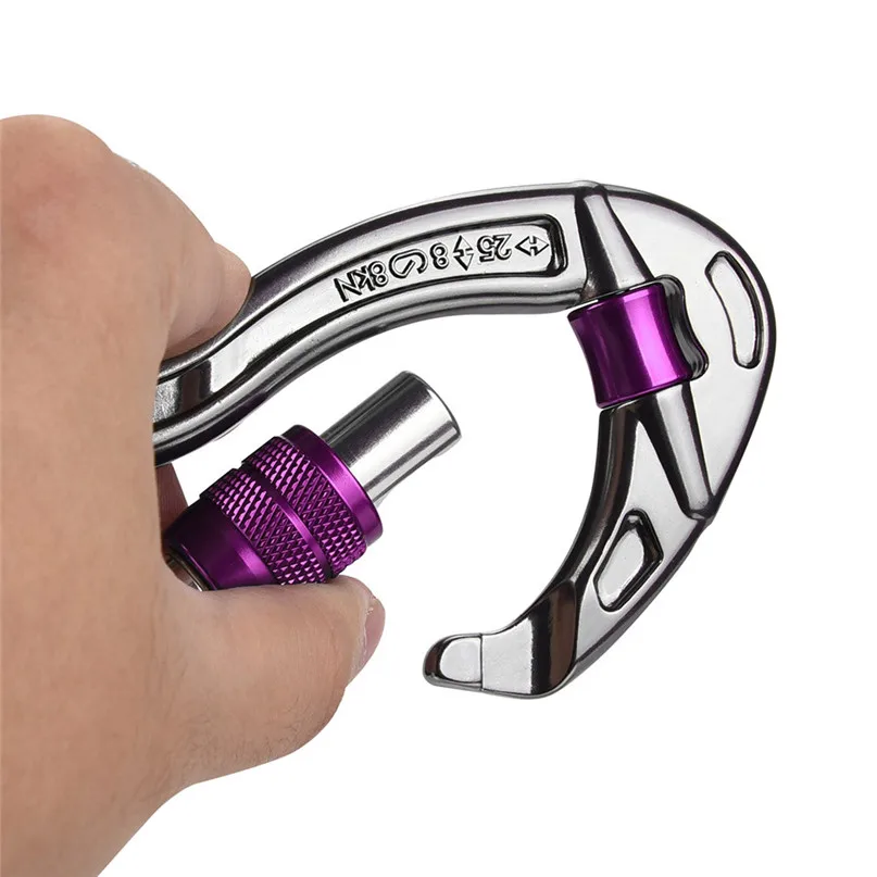 25KN Maximum tension Climbing Carabiner Outdoor Protection Screw Lock Rock Rappelling Tratical An-ti Wear Carabiner #3J#F (9)