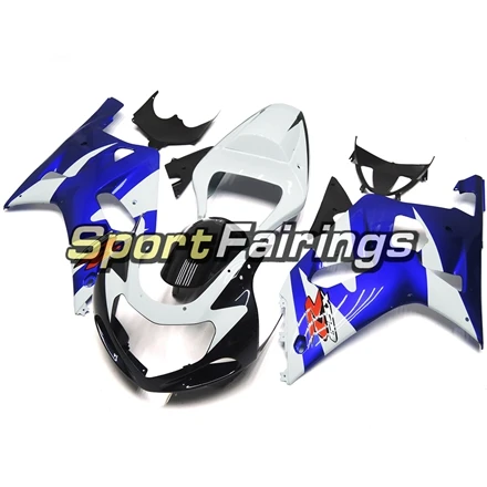 Белого и синего цвета Пластик инъекции Полный обтекатели для Suzuki GSXR600 GSXR750 K1 2000 2001 2002 2003 Sportbike кузовные Обтекатели