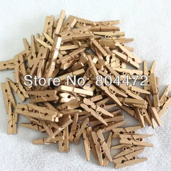 

(300pcs/lot) Wood Clothes Peg | Banner Clips | Perfect For Rustic Wedding Event Party Decorations| Christmas Tree Decor | Gold