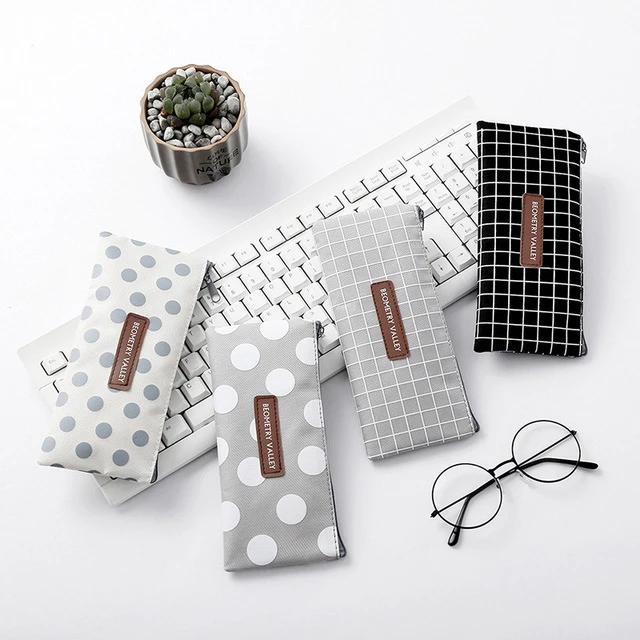 

Dot Canvas pencil Case School Pencil Cases Stationery Pencil Bag School Supplies