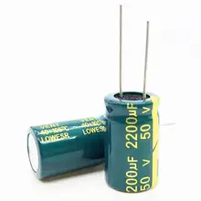 3 unids/lote alta frecuencia de baja impedancia 50V 2200UF 16*25mm condensador electrolítico de aluminio 2200uf 50v2200uf 20%