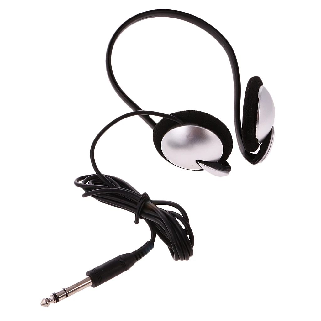 Black 1.5m Cable 6.3 mm Plug Headset Head Phone Headphones Noise Reduction Surround Sound for Laptop Keyboard and Digital Piano
