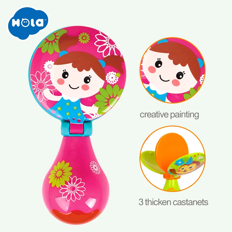 HOLA 3102D Orff Kids Child Baby Castanet Clapper Handle Musical Instrument Toy Preschool Early Educational Hand Clapper