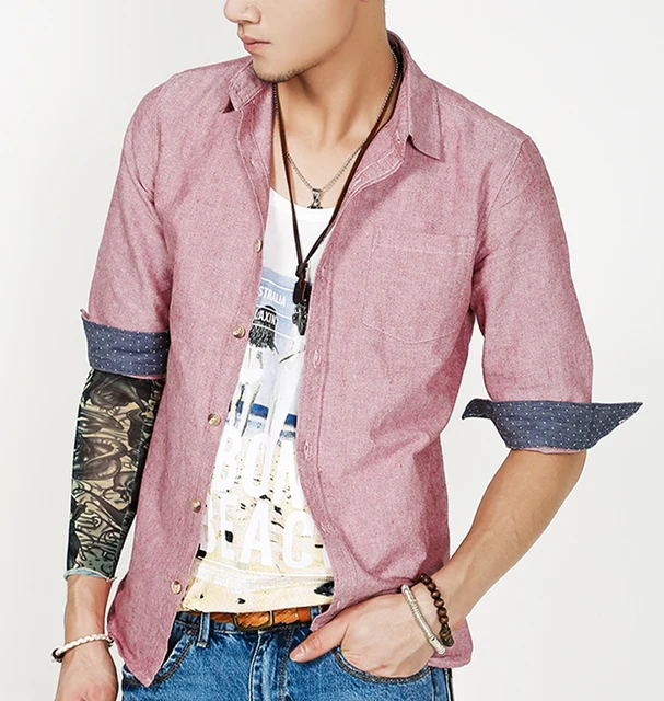 camisa manga tres cuartos hombre