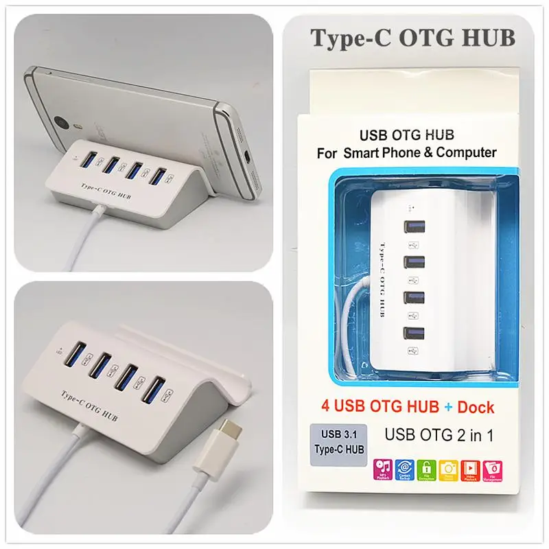 USB C концентратор 4 порта type C концентраторы супер скорость type-c разветвитель для Macbook USB-C концентраторы адаптер с держателем телефона компьютерные аксессуары