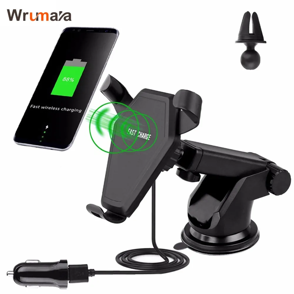 car QI fast wireless charger wireless cell phone fast charge wireless charging stand for iphone x 8 samsung galaxy s7 s8 edge