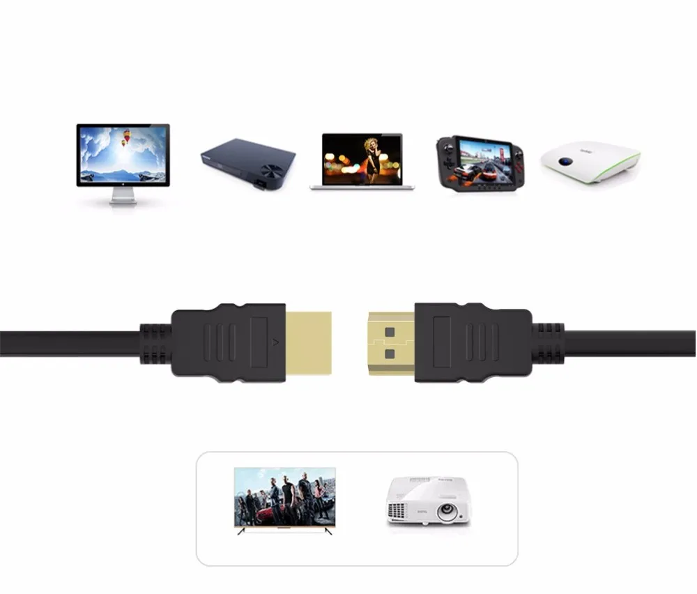 Бесплатная доставка 1 м 2 м 3 м 5 м 100 шт./лот Золото HDMI к кабелю HDMI аудио и видео V1.4 ведущий для телевизоров консолей