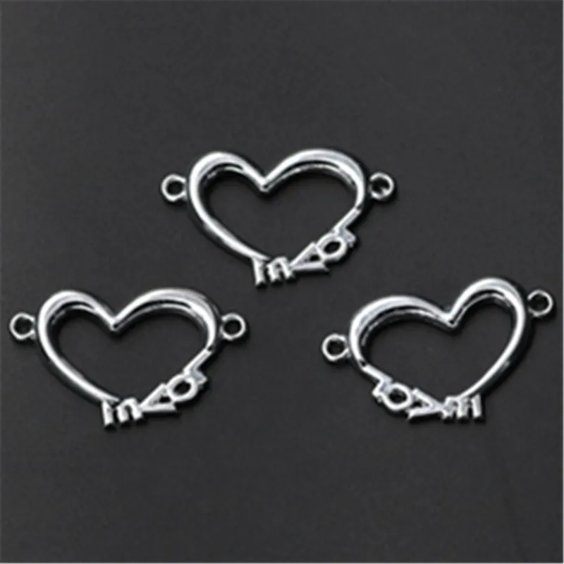 

8pcs Silver Plated Hollow Hearts Pendants Fashion Bracelet Necklace DIY Charm Metal Jewelry Crafts Making 32*13mm A866