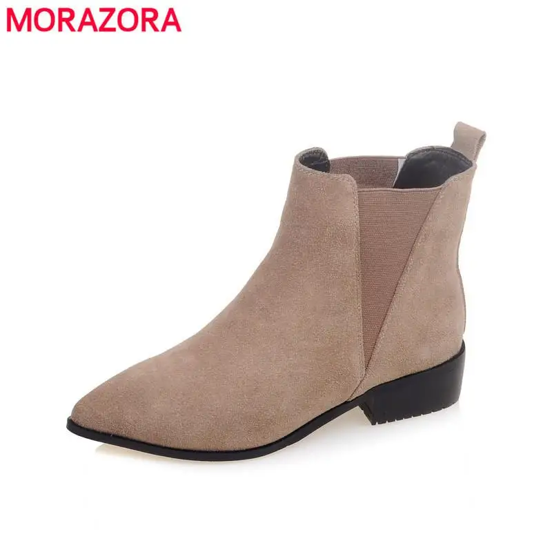

2017 new arrival shoes nubuck leather pointed toe square heels fashion and comfortable fashion boots spring or autumn