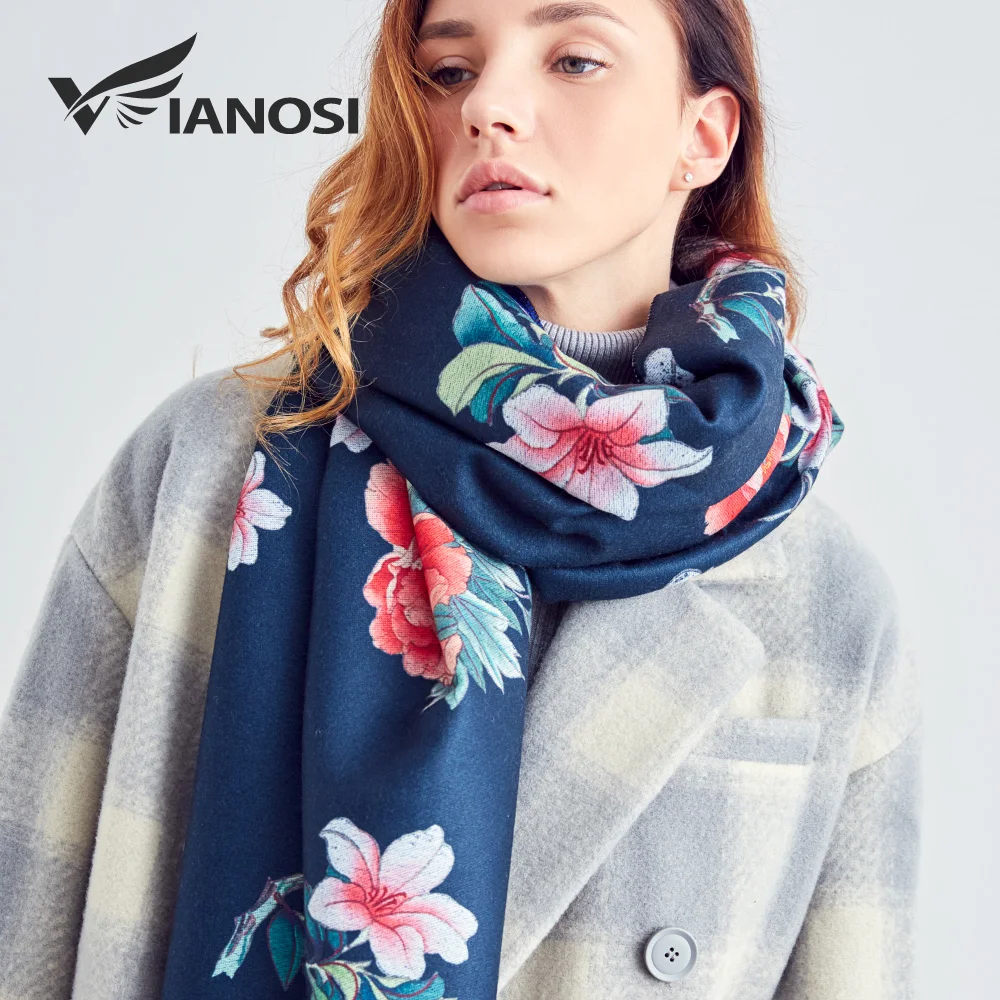 

[VIANOSI] Woman Scarf Winter Warm Shawl Fashion Flower Print Bandana Women Thicken Wool Scarves Luxury Bufanda Mujer