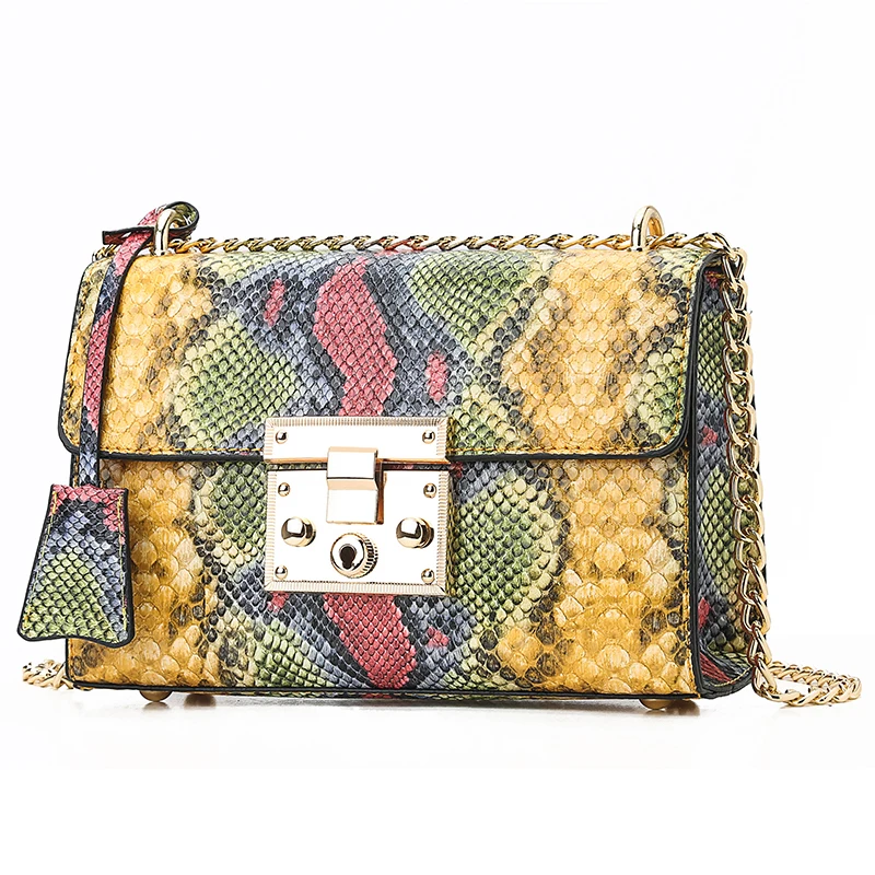 

European Snake Print Python Small Handbag Female Square Bag 2020 New Quality PU Leather Women's Designer Shoulder Messenger Bags