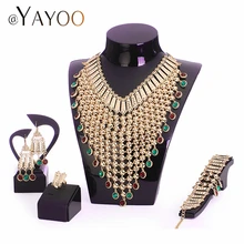 AYAYOO нигерийские Свадебные африканские бусы комплект ювелирных изделий имитация кристалла Женские Ювелирные наборы Дубай золотые роскошные свадебные ювелирные изделия набор