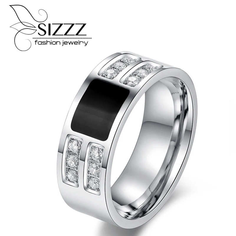 

Men's Wedding Rings Silver Plated Rings for Men Jewelry with 12pcs Cubic Zircon Stones