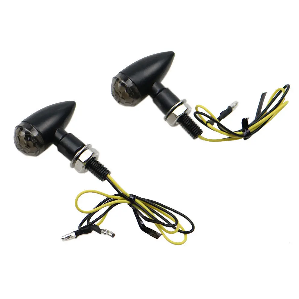 

Smoke Lens Mini Black Bullet Turn Signal Indicator Light For Cafe Racer Cruiser