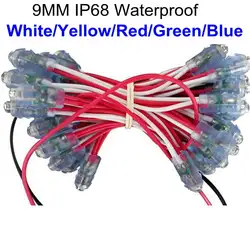 100 шт. 9 мм светодиодный пиксель модуль string свет DC5V IP68 водонепроницаемый канал буквы светодиодные очков Светло Белый/Красный