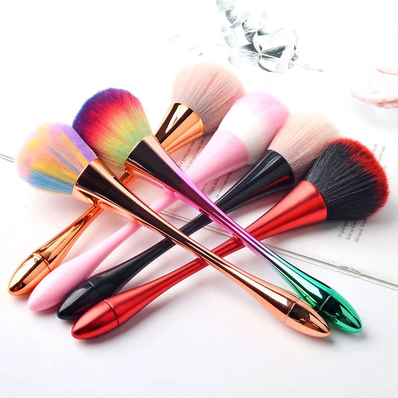

Make Up Brush Colorful Rainbow Brush Powder Glitter Dust Brush Multi-function Nail Art Clean Brush Makeup Manicure Tool N50F