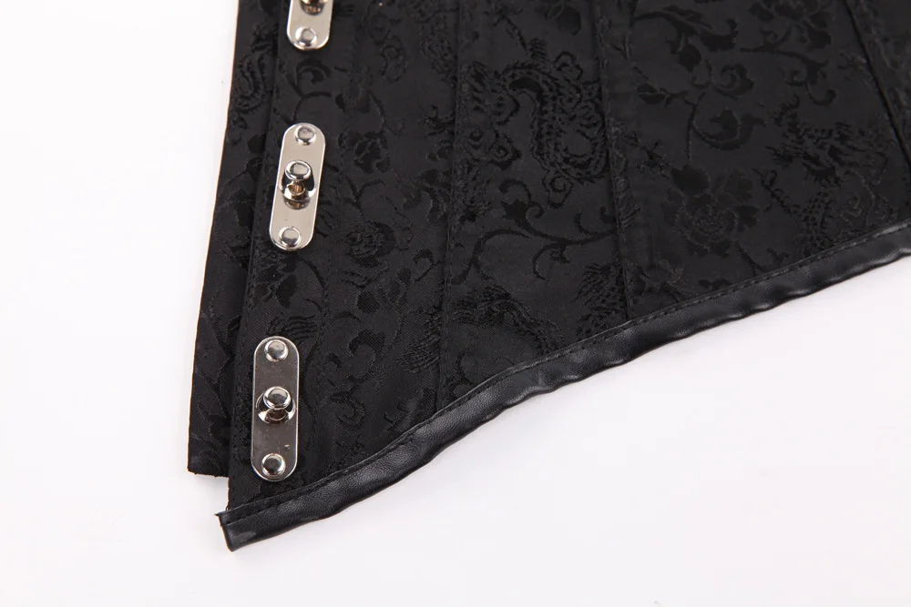 Black Spiral Steel Boned Steampunk Corset Underbust Women Plus Size Gothic Clothes Correct Shoulder Posture Slimming Waist S-6XL