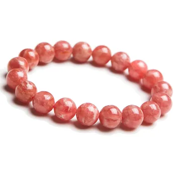 

Genuine Red Natural Stone Bracelets For Women Lady Stretch Crystal Round Bead Natural Rhodochrosite Bracelet 10.5mm