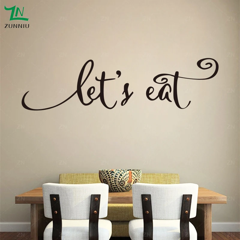 Let's Eat Kitchen Vinyl Wall Stickers Restaurant Dining Room Art Quote ...