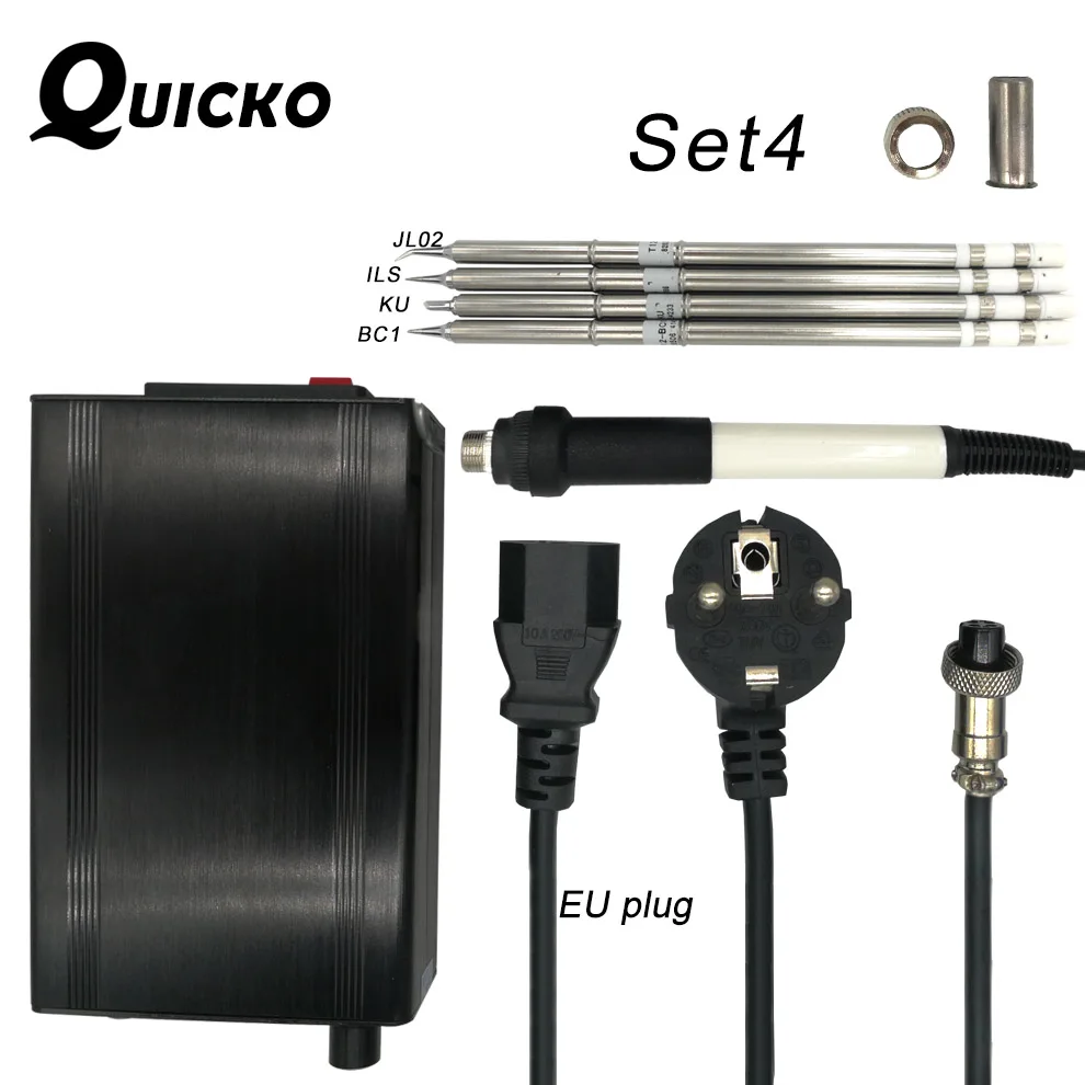 QUICKO T12 STC-светодиодный паяльная станция электронная паяльник для подключения к новая версия T12-951 светодиодный цифровой сварочный инструмент большой мощности 108W - Цвет: Set 4