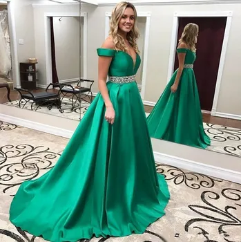 

Off the Shoulder Simple Satin Evening Dress vestido de festa Formal Evening Party Dress A line robe de soiree Abendkleider