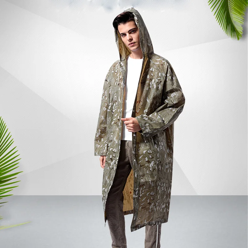 

Man Military Impermeable Camo Fashion Hooded Motorcycle Outdoor Men Long Hiking Poncho Hiking Fishing Rain Coat Dropshipping