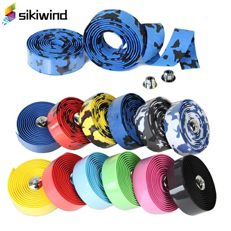 

2pcs Bike Bicycle Handlebar tape Camouflage Cycling Handle Belt Cork Wrap with 2pcs Bar Plugs Bicycle Accessories Z60