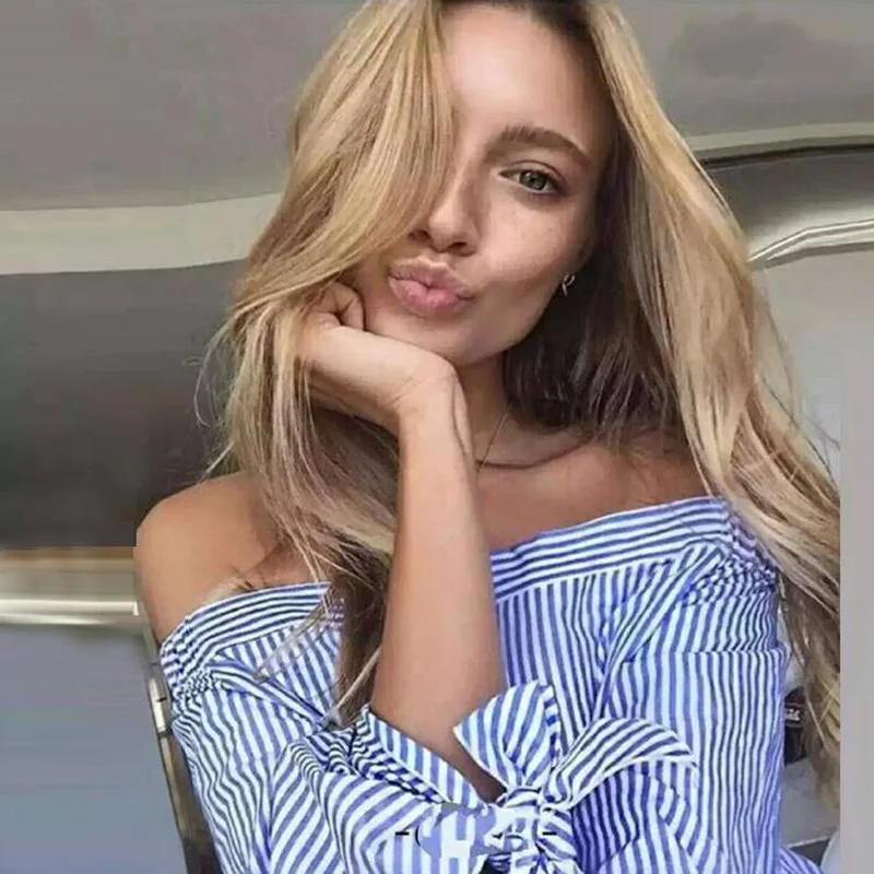 Shoulder Blouse Tops Shirts Plus 