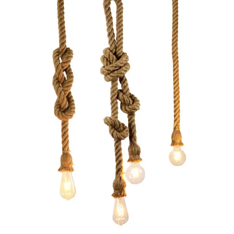 

Vintage Rope Edison Pendant Lights Personality Loft Lights E27 industrial lamp Hanglamp for Kitchen Cafe Bar Decor