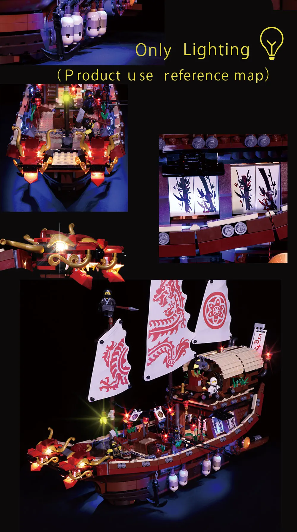 Светодиодная лампа для Stzhou 06057 Ninjago 70618, Bounty кораблик, модель лодки, строительные блоки, игрушки для детей(только свет