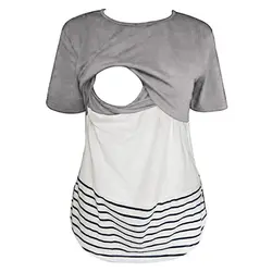 Женская полосатая одежда для кормления для беременных, мешковатая блузка, футболка