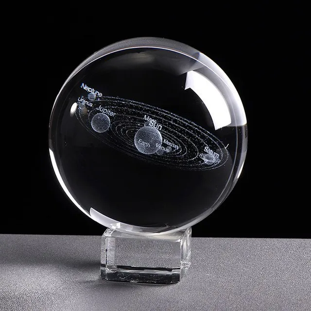 3D солнечная система хрустальный шар планеты стеклянный шар лазерная гравировка Глобус Миниатюрная модель домашнего декора Астрономия подарок орнамент 60 мм - Цвет: Mottled