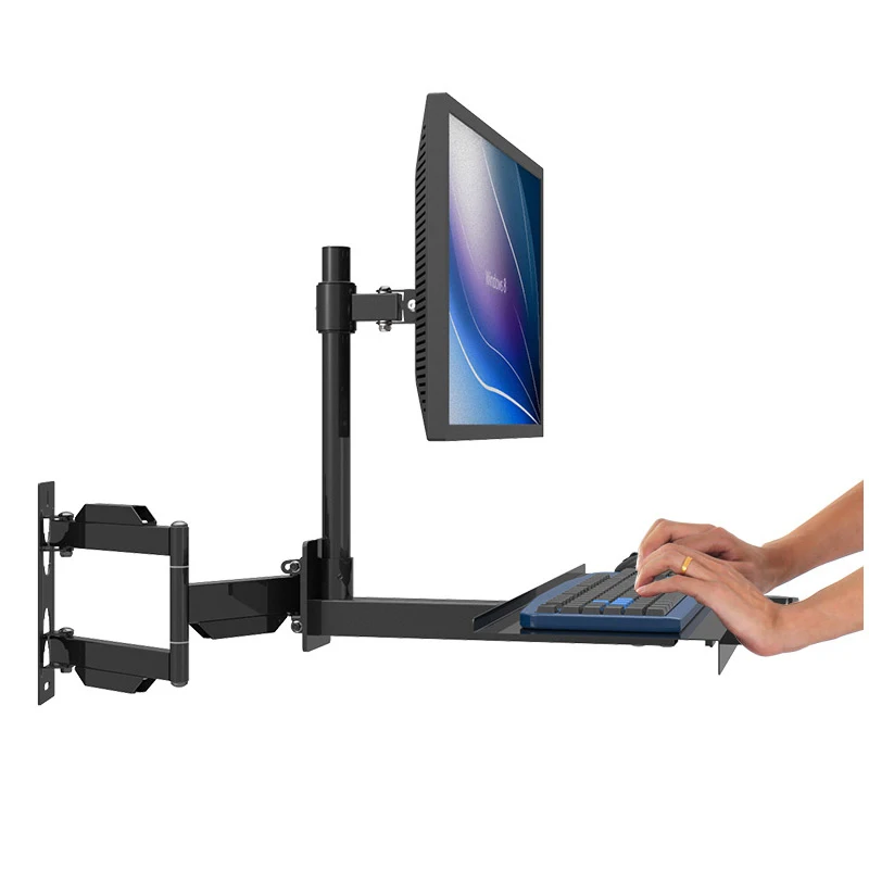 Full Motion Wall Mount Monitor Holder +Keyboard Holder