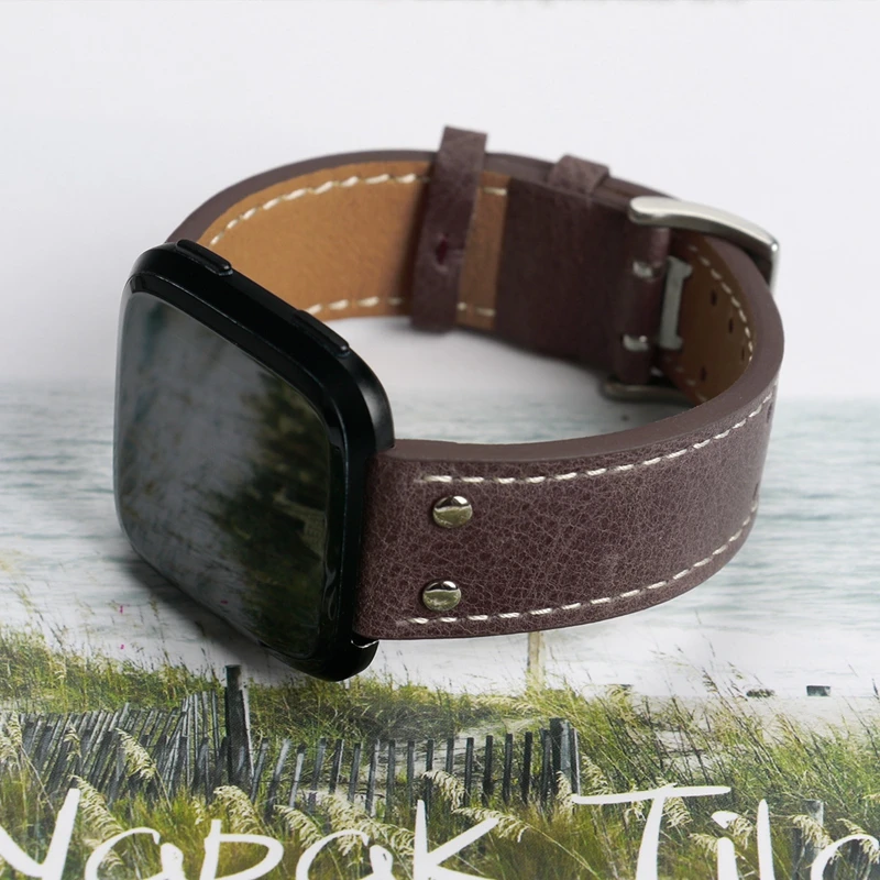 LPWHH Rivet Watch Belt For Fitbit Versa Smart Watches Cow Genuine Leather Watchband Soft Comfortable Metal Buckle Strap Wrist LPWHH Rivet Watch Belt For Fitbit Versa Smart Watches Cow Genuine Leather Watchband Soft Comfortable Metal Buckle Strap Wrist