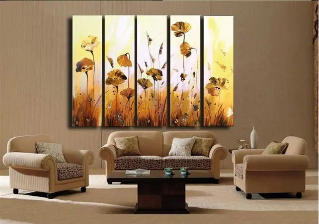 Free Shipping !!! Huge 5 Panels Handpainted Oil Painting on Canvas Wall Art Top Home Decoration JYJLV083 | Дом и сад