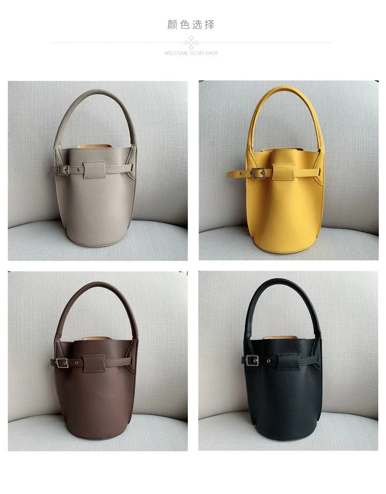 

free shipping 19 new retro bag hand the bill of lading shoulder aslant bag portable small bucket litchi grain cowhide women bag