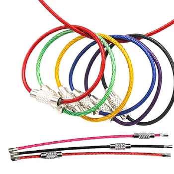 

20Pcs EDC Keychain Outdoor Small Tools Stainless Steel Carabiner Key Holder Colorful Wire Keyrings Cable Rope Screw Locking