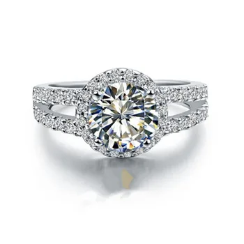 

Test Positive 1CT Moissanite Diamonds Engagement Ring VVS1 Solid Sterling Silver Ring Promise Anniversary Jewelry