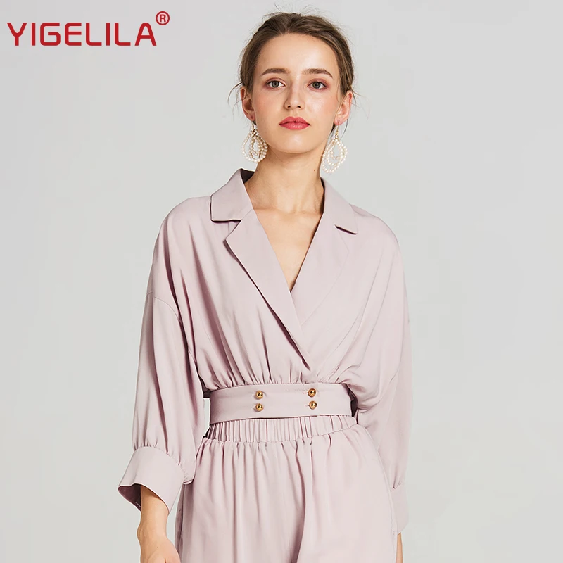 YIGELILA 2019 последняя женская мода повседневная с v образным вырезом три четверти