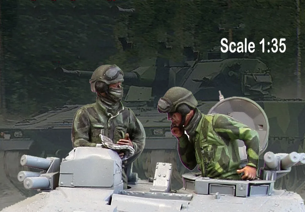 

Unpainted Kit 1/35 CV90 Tank Crew Set soldier Resin Figure miniature garage kit