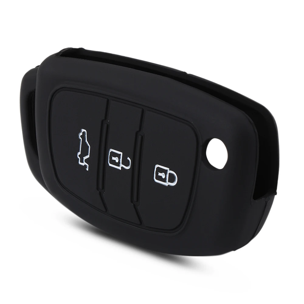 

Silicone Car Key Case for HYUNDAI HB20 Ix45 IX35 Santa Fe Flip Remote Key Cover Case 3 Button Fob Car Styling