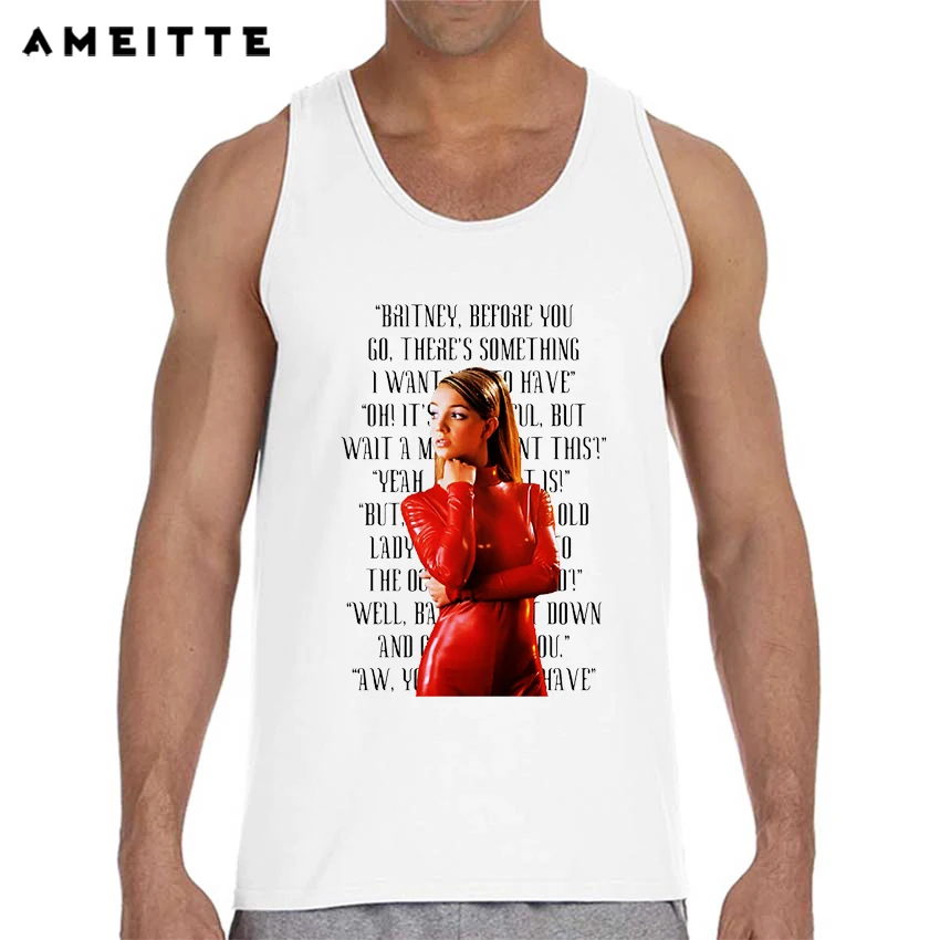 

Britney Spears Design Tank Tops Men's White Printed Sleeveless Summer Hipster Bodybuilding Male Vest Tops singlets