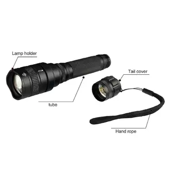 

CASTNOO XHP50 LED Flashlight Zoom 8000 LM 5 Modes Waterproof Flashlight Torch Light Anti-slip PVC housing Hand rope