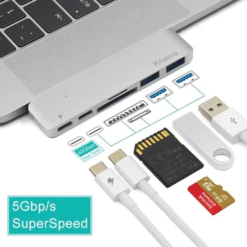 

2018 Aluminium USB C Hub Thunderbolt 3 USB 3.0 Ports 4K HDMI Card Reader Type-C Power delivery for Macbook12" Type C adapter