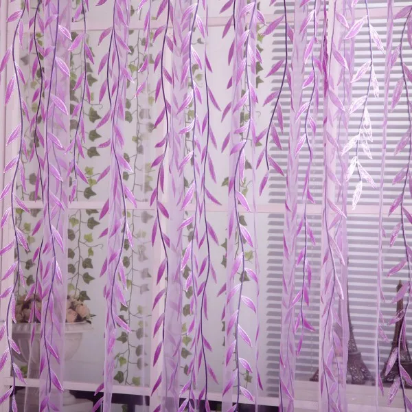 sheers curtains Willow leaf Tulles 3d Window Sheer Curtains for Living Room Bedroom Kitchen