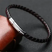Нержавеющая сталь браслет Дизайн новые модные женские туфли Для мужчин Браслеты из натуральной кожи ткачество Шарм веревку цепи для дамы подарок ювелирных изделий