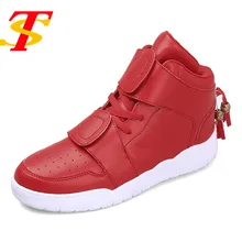 TS Fashion High Top Leather Shoes Men Casual Shoes For Men’s Boots Breathable Flat Hook&Loop Ankle Boot Chaussure Homme