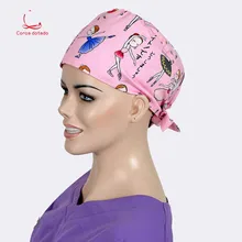 Кепка для операционной комнаты(doctor nurse cosmetic из чистого хлопка, Европейская и американская печать, стоматологическая шапочка-тыква